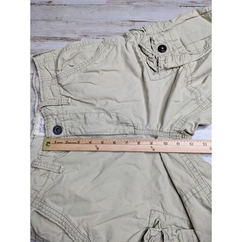 American Eagle Cargo Shorts Mens 30‎ Tan Khaki Ripstop Longboard Outdoors Skater